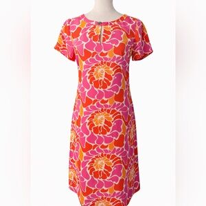 Banana Republic Pink Orange Mod Floral Shift Dress Size 4